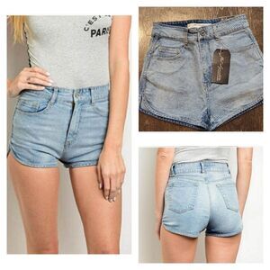 JW Signature Denim Dolphin Hem Shorts